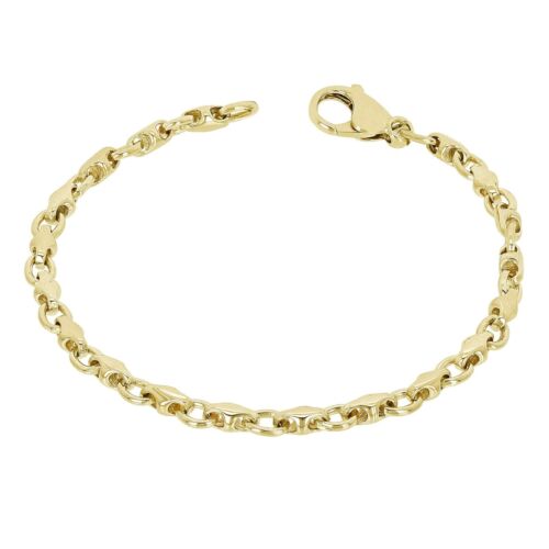 10k Yellow Gold Solid Handmade Fashion Link Bracelet 7" 4mm 8 grams - Picture 3 of 4