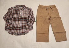 NWT Baby Gap Flannel Shirt Chino Pants Outfit 2PC Set Toddler Boy