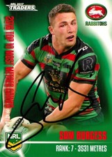 Signed 2017 South Sydney Rabbitohs NRL Traders Top 10 Card - Sam Burgess