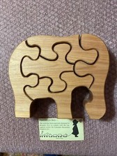Five Piece Chunky Wooden Amimal Elephant Puzzel
