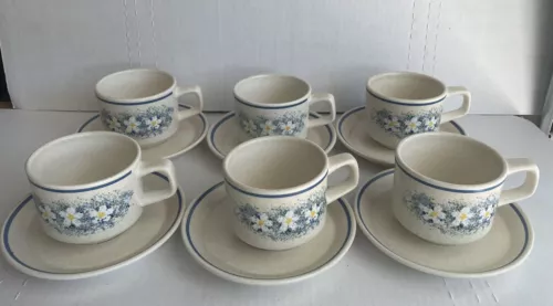 Set of 6 Vintage Temper-Ware by Lenox Dewdrops Coffee Cup & Saucer Set 1980’s