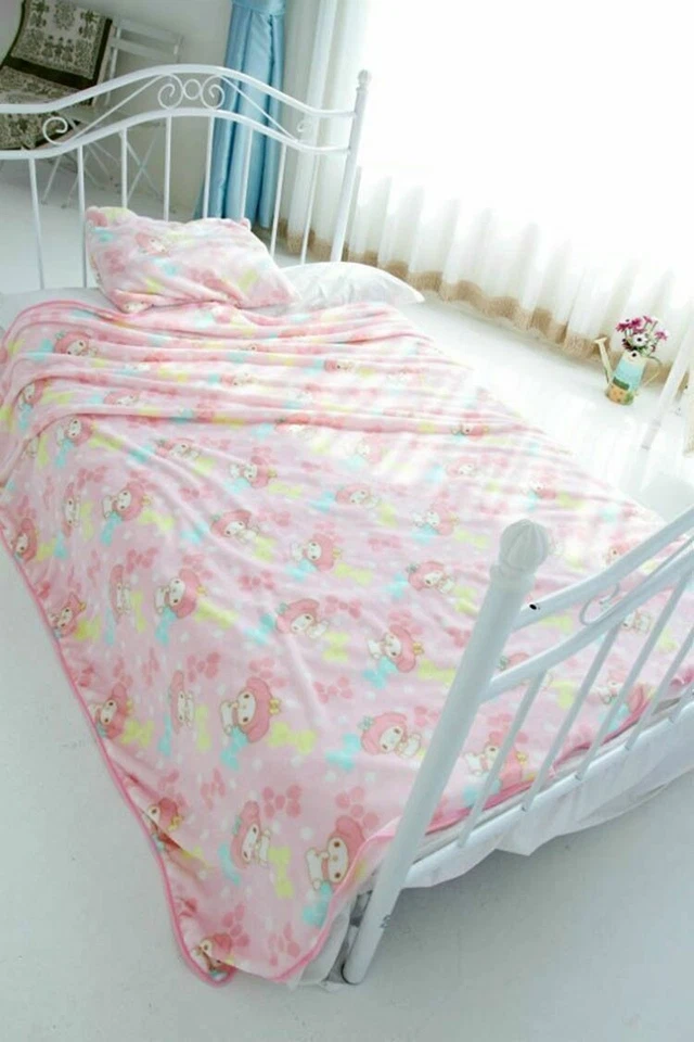 Cute Pink My Melody Soft Warm Flannel BlanketThrow Plush Rug Girl Bedding Gift - Image 3 of 4