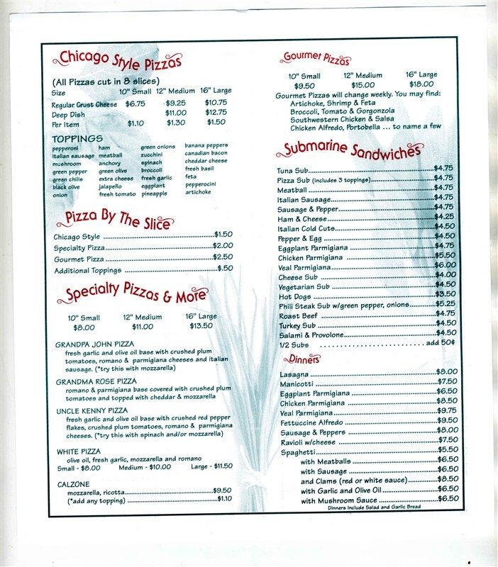 Johnny's Pizza Menu Palm Ridge Road Sanibel Island Florida | eBay