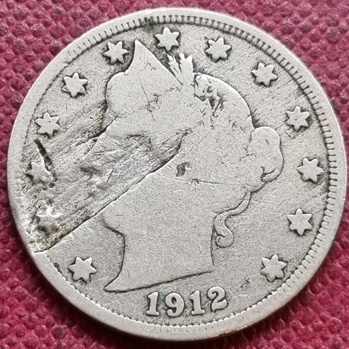 ◢ 1912 S Liberty Head Nickel ◣ 5c LAMINATION ERROR SAN FRANCISCO