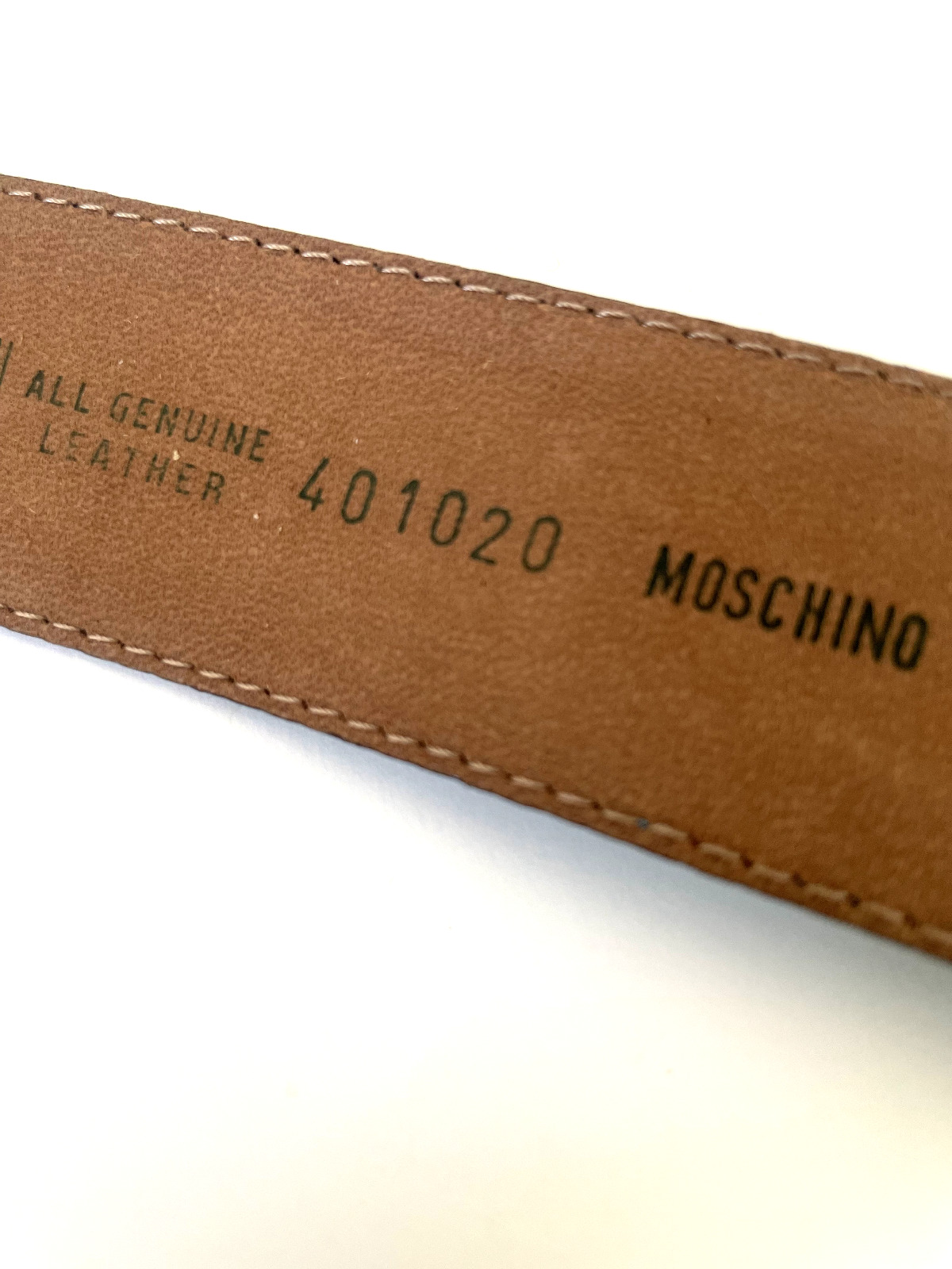 Chic & Vintage Moschino Gold Letters Blue Leather… - image 4