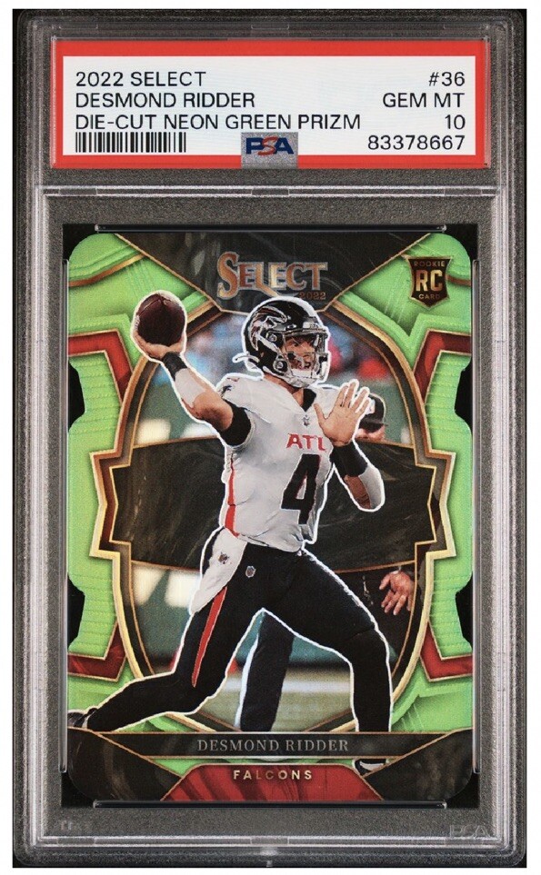2022 Select #36 Desmond Ridder Die-Cut Neon Green Prizm #124/299 PSA 10 Gem Mint
