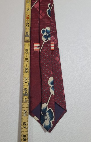Bugle Boy Men's Neck Tie 100% Polyester Pointed Formal Maroon Floral 55" x 3.5" - Picture 6 of 6
