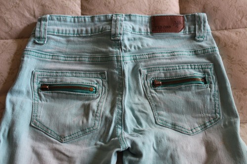 Vigoss Girls Stretch Distressed Looking Old Jeans Turquoise Size 10R - Picture 4 of 8
