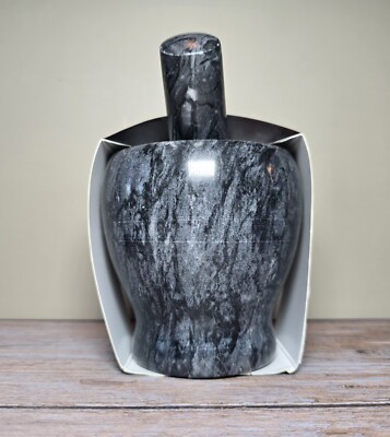 BRIESTA black marble & YONAGI FSセット Chef's Kitchen Black Marble Mortar & Pestle Set 4.1 Inch X 4.1