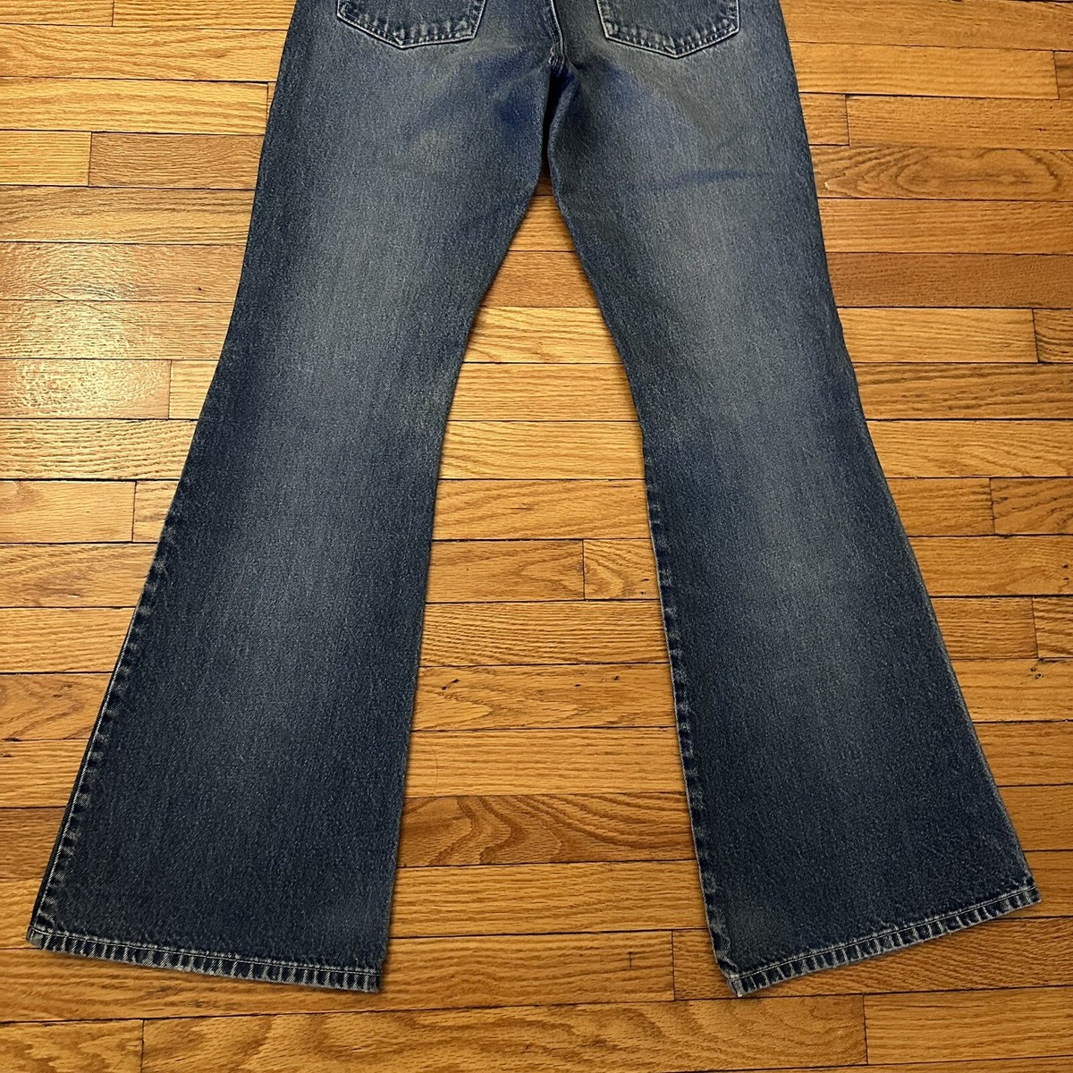 Vintage Y2K Angels Low Rise Bell Bottom Flare Blue Denim