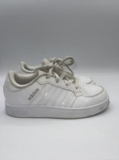 Adidas Boys Breaknet Tennis Shoes White FY9504 Low Top Lace Up Round Toe Sz 2