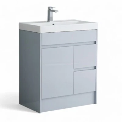 BATHROOMSANDTAPS BEST QUALITY 100% Waterproof Light Grey Vanity Unit 750mm - PVC-INCLUDING BASIN