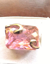 925 STERLING SILVER AND PINK FASETED ART CRYSTAL RING SIZE 6