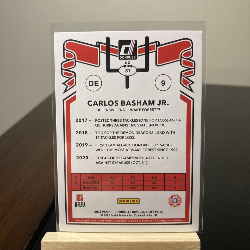 2021 Chronicles Donruss Draft Picks CARLOS BASHAM JR Bills RC 31