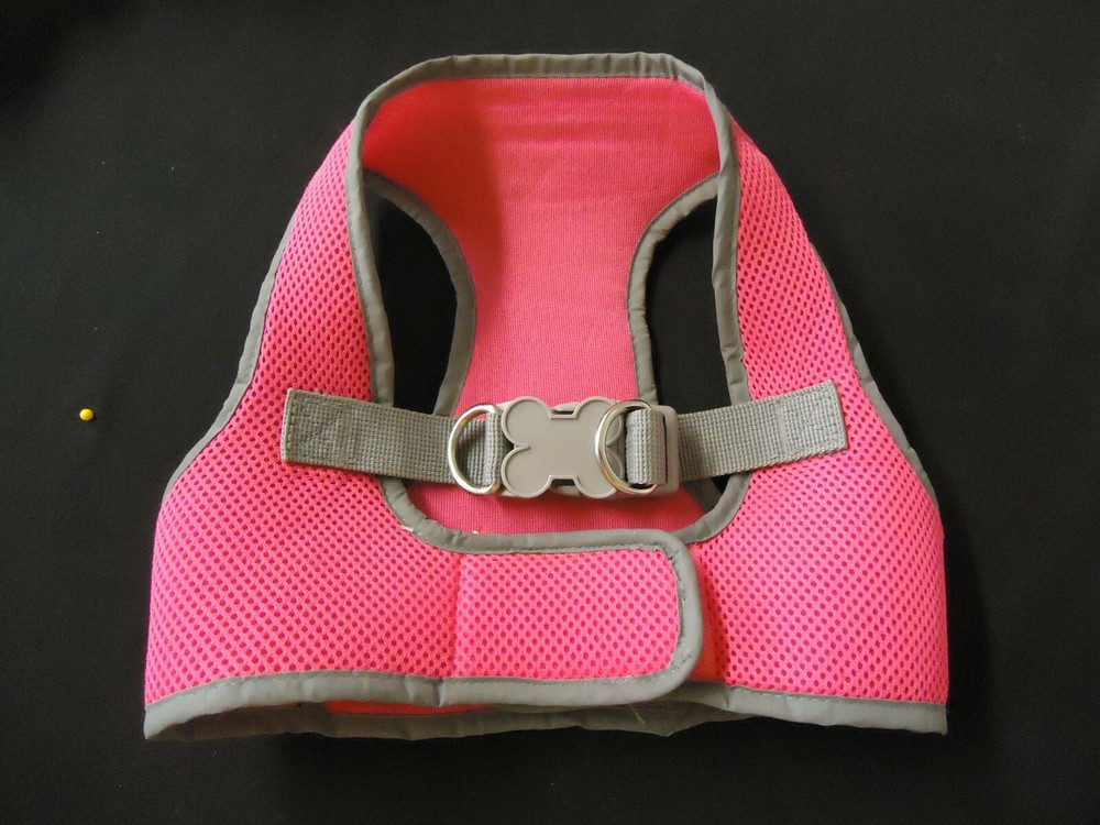 DOG HARNESS Fuchsia Neon Pink Grey Size Large Worn Once