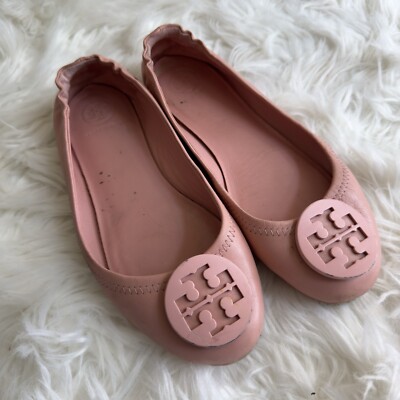 Tory Burch Minnie Leather Travel Ballet Flats Pink 6.5 M | eBay