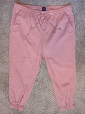 Gap Twill Drawstring Jogger Pants Women's Size XXL Fit Pink 69 Retail