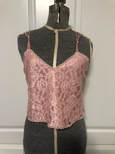Vintage Victorias Gold Label Secret Pink Lace Camisole Crop Top Womens Small