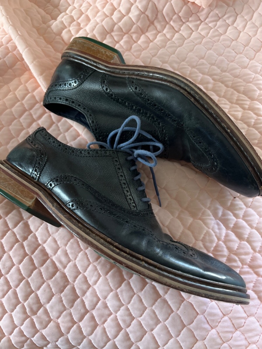 COLE HAAN Morris Wing Tip Black Leather Lace Up Casual/Dress  display picture 3