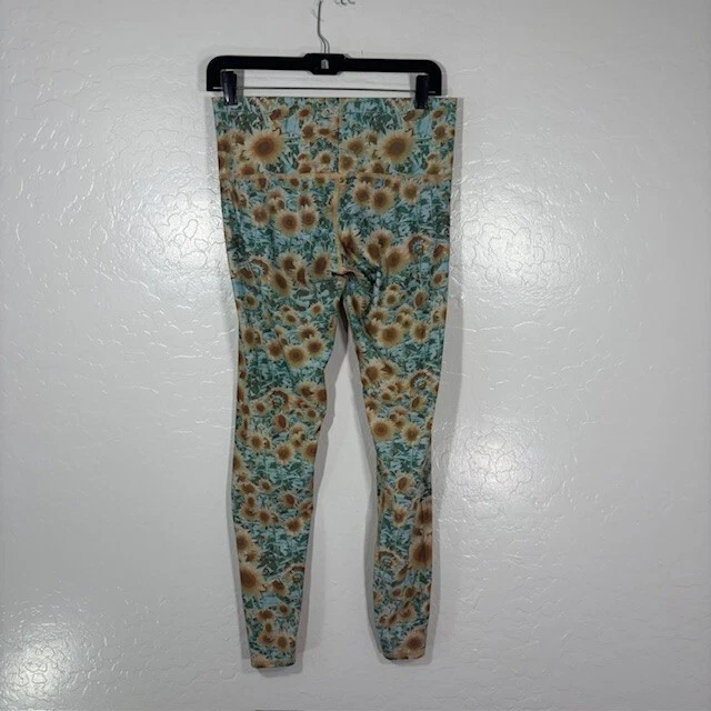 Leggings Teeki Mujer Medianos Compresión Verde Amarillo Girasol Yoga Hippie Foto 4 de 4