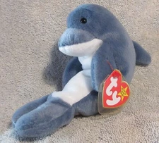 Ty Beanie Baby - ECHO the Dolphin with Waves Tags (ERROR/ODDITY) 6" NEW MWMT