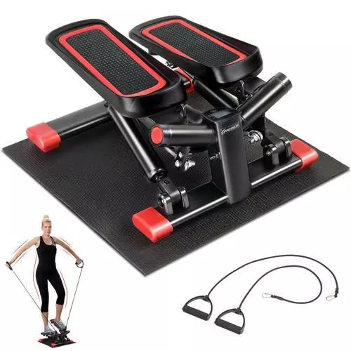 Steppers for Exercise, Stair Stepper with Resistance Bands, Mini Stepper  with 30