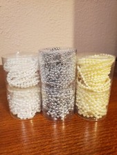 Faux Pearl Plastic Beads String White, Ivory or Silver - 3mm or 4mm - 5 yards