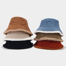 Cappello Secchio Donna Sherpa Foderato In Ciniglia Corduroy Outdoor Termico