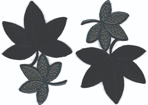 Leaves Iron on Patch Canvas (3 1/2" in) Black for DIY Clothes Jackets Bags
