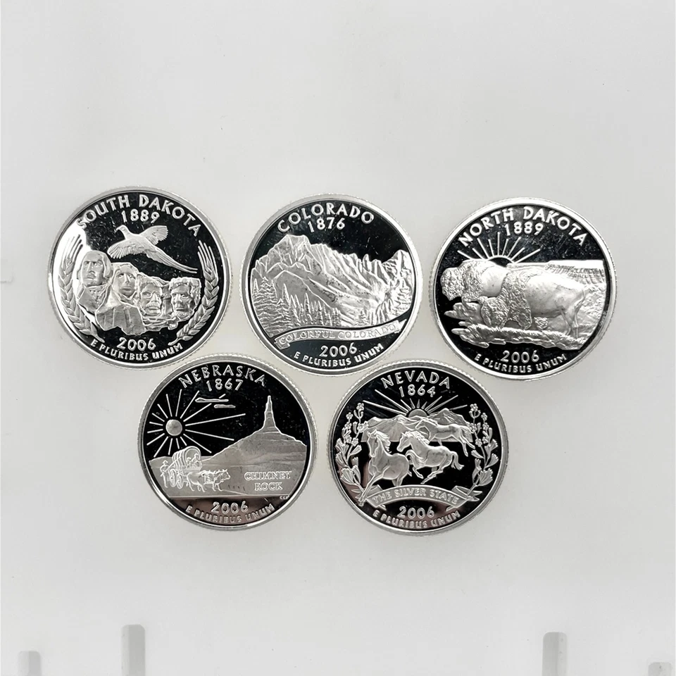 2006 S 5 Coin Year Set 50 States US Quarter 25c Gem Deep Cameo Proof 90% Silver - Image 4 of 4