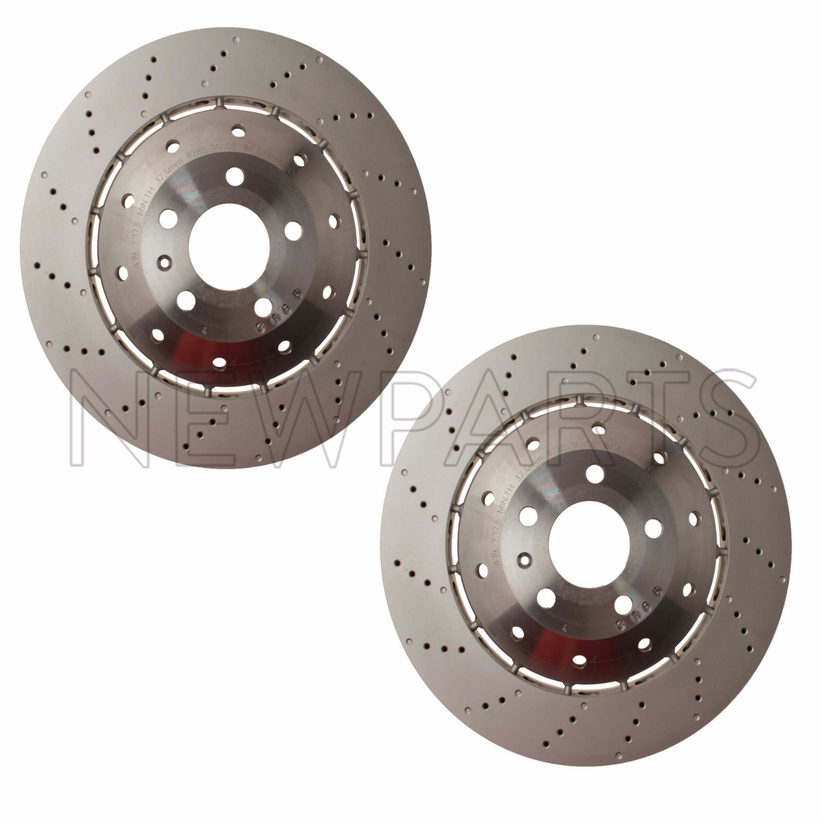 For Audi R8 Pair Set of 2 Front Vented Drilled Dimpled Disc Brake Rotor OEM