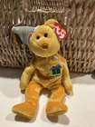 2002 Ty Beanie Baby November Birthday Bear W/Party Hat Vintage Stuffed Animal