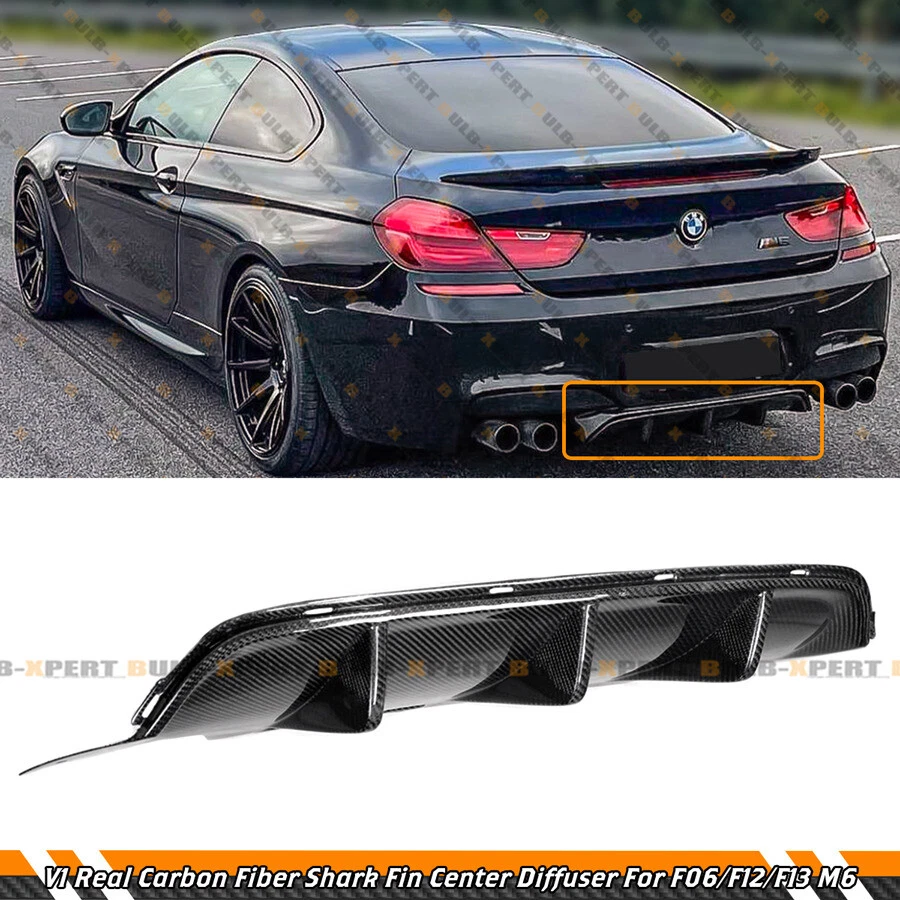 Difusor de parachoques trasero de fibra de carbono real estilo V1 para BMW F06 F12 F13 M6 2012-2018 Foto 2 de 4