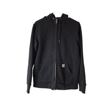 Carhartt Jacket Womens M Black Relaxed Fit Fleece Hoodie Long Sleeve Full Zip