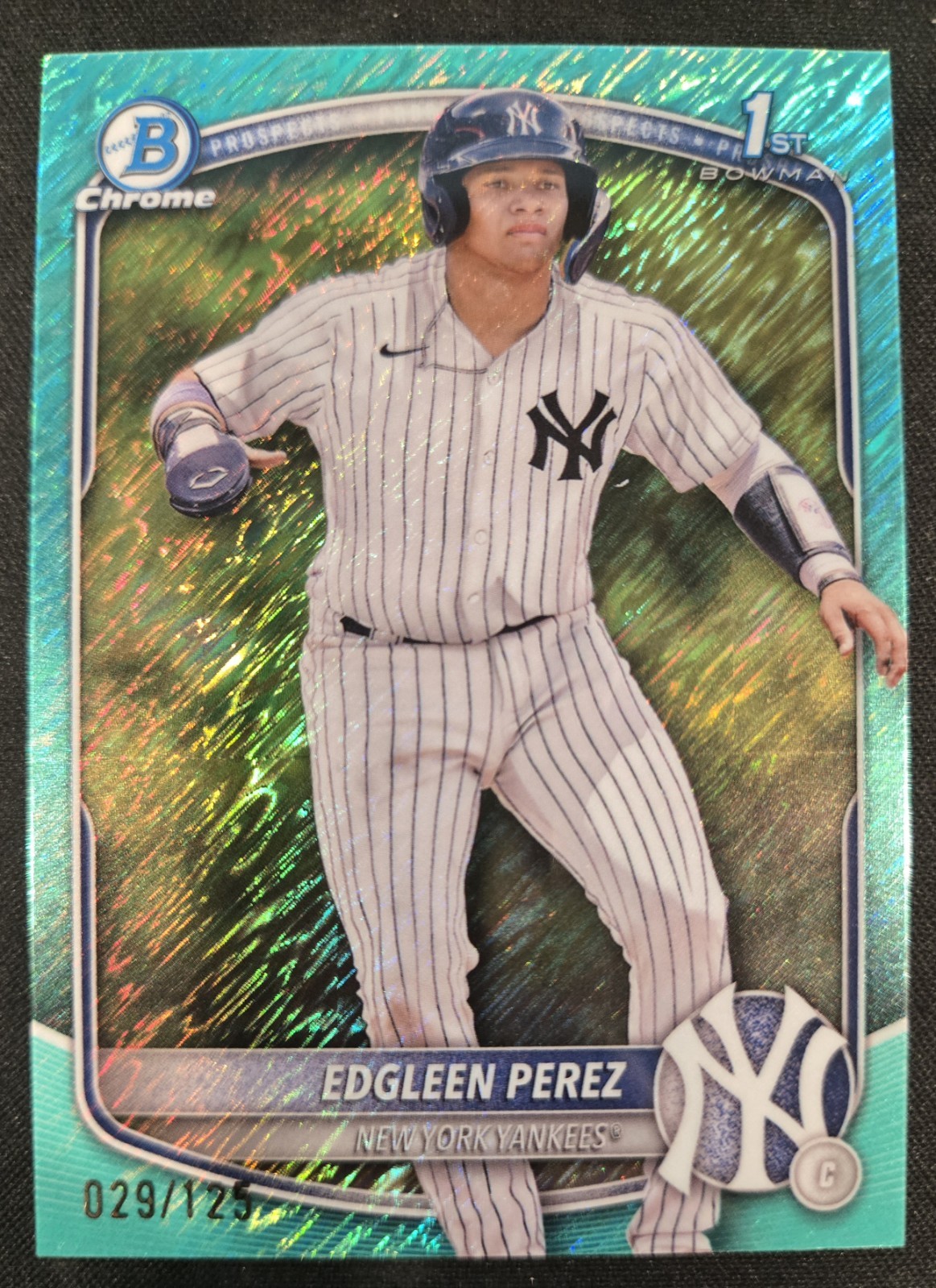 2025 Bowman 1st Chrome Prospects Aqua Shimmer #BCP-80 Edgleen Perez /125 HD