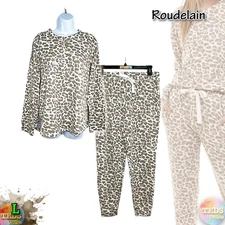 NWD Roudelain Women's L Long Sleeve Henley Top & Jogger Lounge Set