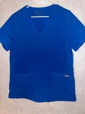 FIGS Casma Three-Pocket Scrub Top Blue PO 1801 Size L Womens