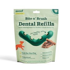 WOOF Bite n Brush Refills Dog Toothbrush Toy Dental Chews 16 Pack Plaque Tartar