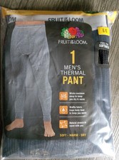 Mens Thermal Pants Black - LARGE L - Fruit of the Loom NEW