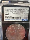 2020 (S) Silver Eagle NGC MS69, Emergency Production, San Francisco Mint 040404