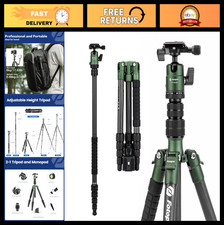 Lightweight 62" Carbon Fiber Travel Tripod, Compact Camera Stand, Metal Ball Hea