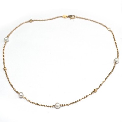 Roberto Coin 18K Gelbgold Kette 18'' Halskette Perlenstationen NEU authentisch