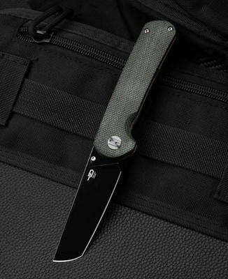 BESTECH SLEDGEHAMMER FLIPPER KNIFE LINERLOCK GREEN MICARTA D2 TOOL STEEL BG31B-2