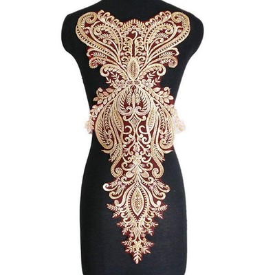 New Hand Sewn Beaded Embroidered Lace Applique Cheongsam/Dress/Performance Cl...