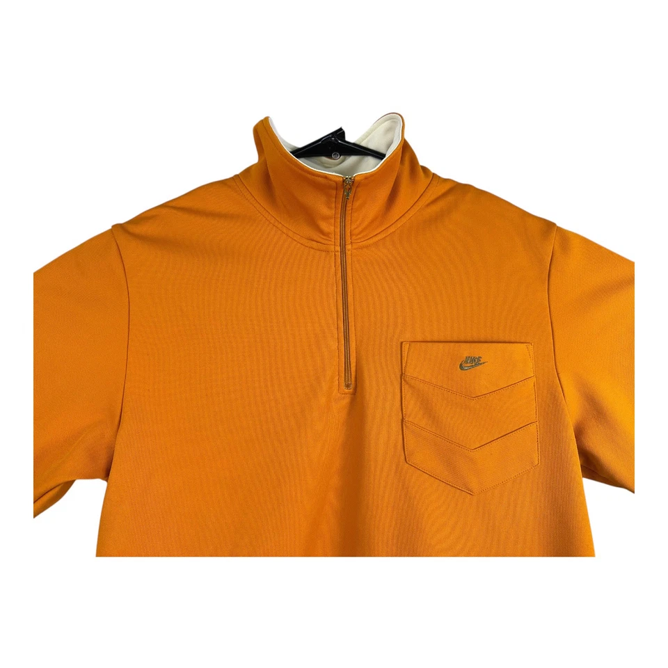 Chaqueta deportiva Y2K Nike rayas naranjas 1/4 cremallera logotipo dorado para mujer talla grande” Foto 2 de 4