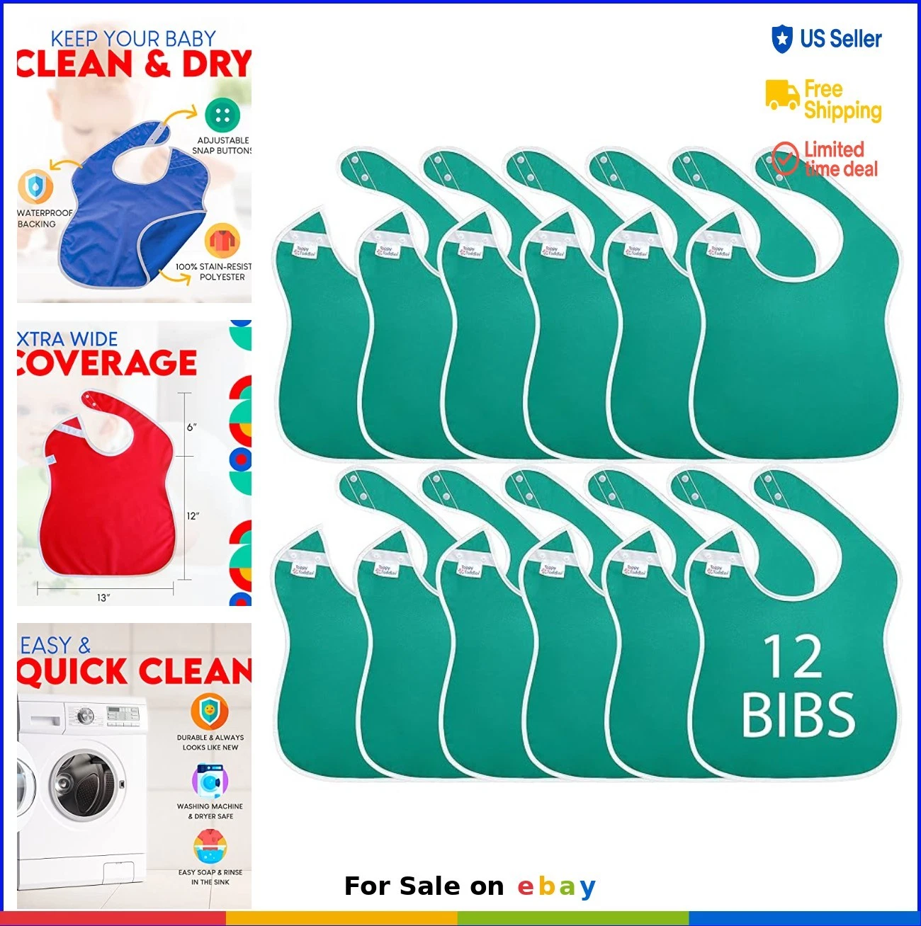 Waterproof Baby Bibs 4 Pack Lightweight Soft Durable Boys Girls
Opens in a new window or tab