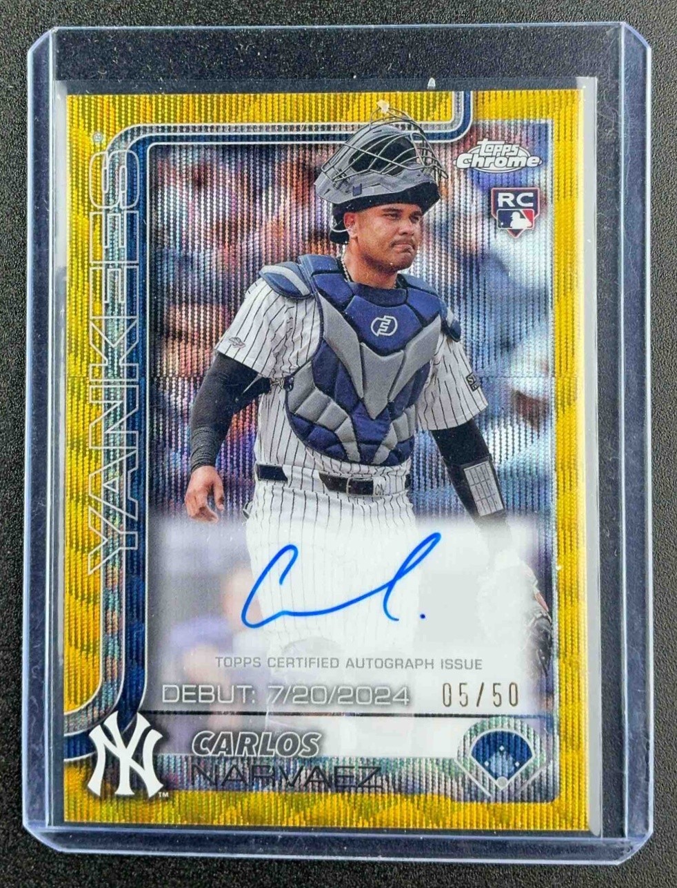 2025 Topps Chrome Carlos Narvaez Rookie Debut Auto Gold Wave Refractor /50 RC