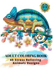 Adult Coloring Book : 60 Stress Relieving Animals Designs: A Lot of Relaxing and