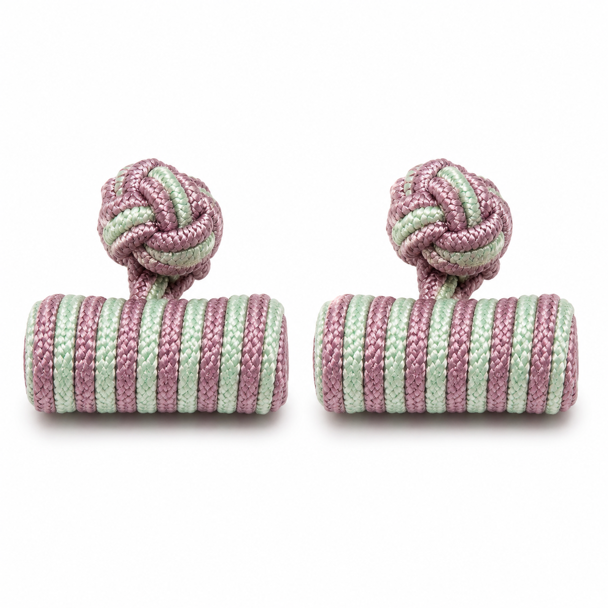 Silk Knot Cufflinks for Men – Onyx Art KN32 Lilac & Mint Barrel Knot Cufflinks