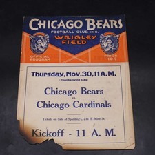 1933 Chicago Bears vs Cardinals Official Program NFL Thanksgiving ZJ20928